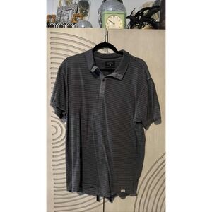 Converse One Star Men's Gray Striped Short Sleeve Polo Shirt Size L